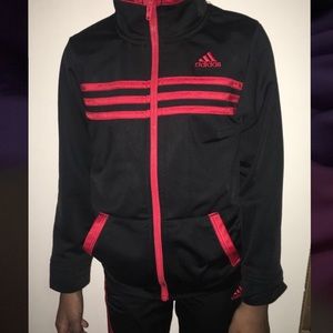 Black and red Adidas tracksuit